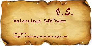 Valentinyi Sándor névjegykártya